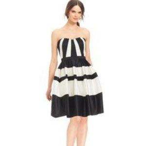 Betsy & Adam Black Gold Stripped Bubble Party Dress New Sz 12 Medium